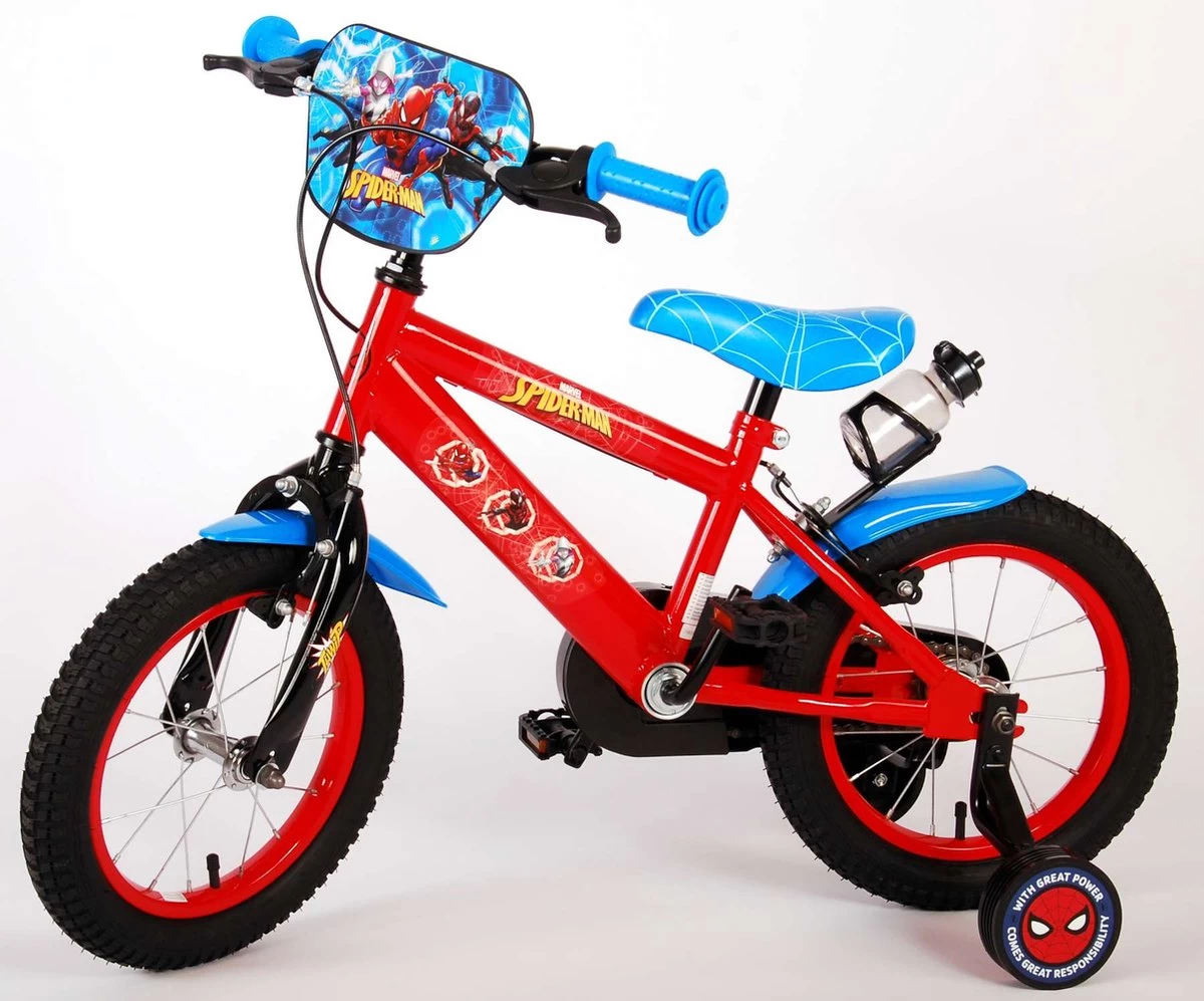 Spider-Man Kinderfiets - Jongens - 14 Inch - Rood/Blauw - Twee Handremmen 11 Spider-Man Kinderfiets - Jongens - 14 Inch - Rood/Blauw - Twee Handremmen - Afbeelding 11