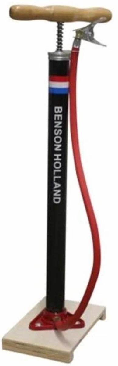 Benson Nederlandse Klassieke Fietspomp - Houten Voetplaat - Max Druk 3 Bar 2 Benson Nederlandse Klassieke Fietspomp - Houten Voetplaat - Max Druk 3 Bar - Afbeelding 2
