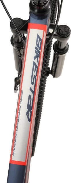 Bikestar 24 Inch 21 Speed Hardtail MTB Sport, Blauw / Rood -Fiets Serie Winkel 468x1200