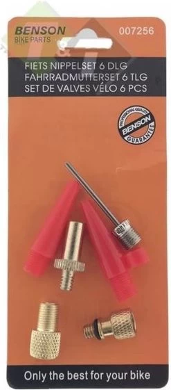 Benson Verloopnippel Set Alle Fietsventielen - Ballen - Luchtbed - 6 Delig -Fiets Serie Winkel 528x1200