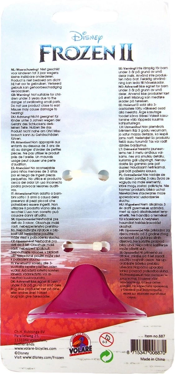 Disney Frozen 2 Fietstoeter - Kinderen - Licht Blauw Paars 2 Disney Frozen 2 Fietstoeter - Kinderen - Licht Blauw Paars - Afbeelding 2