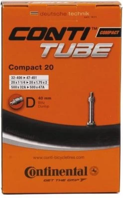 Continental Compact 20 - Binnenband Fiets - Frans Ventiel - 40 Mm - 20 X 1 1/4 - 1 3/8 - 1.75 - 2.00 -Fiets Serie Winkel 747x1200