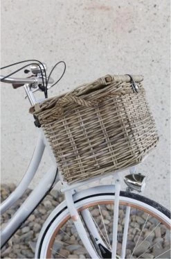 New Looxs Melbourne Large Fietsmand Voordrager - 45 Liter - Rotan - Grijs -Fiets Serie Winkel 795x1200