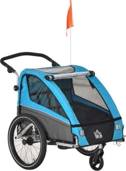 HOMCOM 3-in-1 Kinderaanhanger Jogger Fietskar Voor 2 Kinderen Aluminium 440-018 -Fiets Serie Winkel 883x1200 2