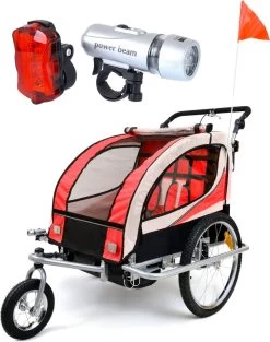 Fietskar Voor Kinderen - Met Buggyfunctie - En Schokbrekers - Rood