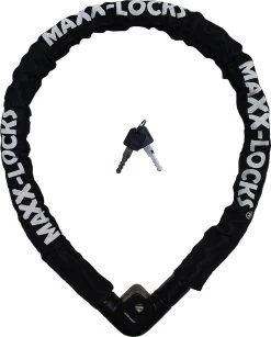 Maxx-Locks Bulls Kettingslot - Solid Pantserslot Uit Gehard Staal - Gebruik Slot Lock Motor Scooter Fiets Motorslot Scooterslot - Alternatief Voor Ketting Ringslot Cijferslot Kabelslot Beugelslot - Lengte 100CM Dikte 8MM - Zwart