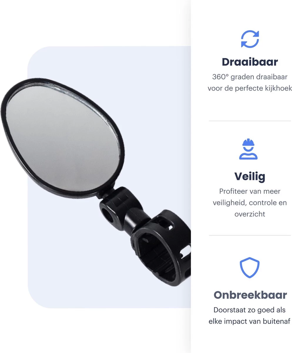 Merkloos Fietsspiegel - Set Van 2 - EBike Fiets Spiegel - Verstelbaar - Achteruitkijkspiegel Fiets - Links En Rechts - Extra Voordelig 7 Merkloos Fietsspiegel - Set Van 2 - EBike Fiets Spiegel - Verstelbaar - Achteruitkijkspiegel Fiets - Links En Rechts - Extra Voordelig - Afbeelding 7